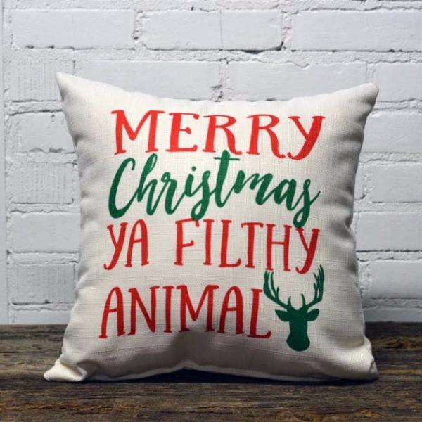 Filthy Animal Christmas Pillow