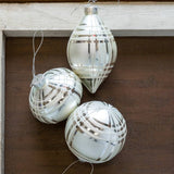 Silver Plaid Ornament Set